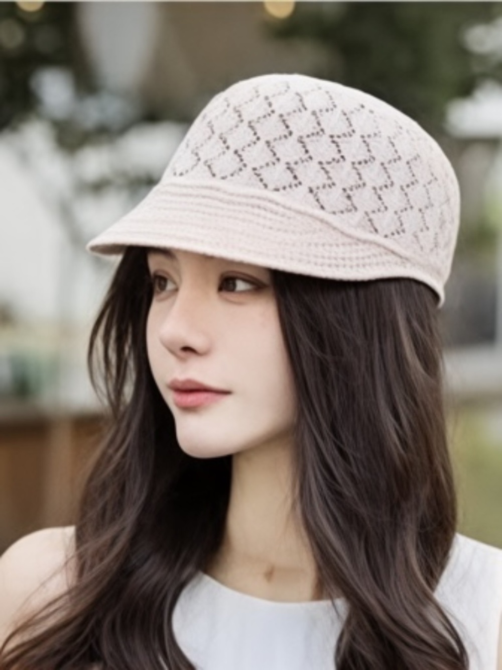 Buhar Crochet Newsboy Cap Boho in beige